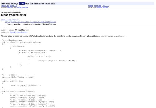 
                            4. WicketTester (Wicket Parent 6.30.0-SNAPSHOT API)