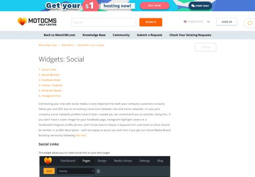 
                            5. Widgets: Social – Moto Help Center