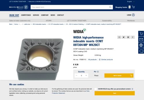 
                            8. WIDIA high-performance indexable inserts CCMT 09T304-MP ...