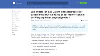 
                            4. Wie ändere ich das Datum eines Beitrags oder datiere ... - Facebook