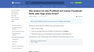 
                            13. Wie ändere ich das Profilbild meiner Seite oder füge eins ... - Facebook