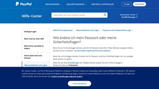 
                            3. Wie ändere ich mein Passwort oder meine Sicherheitsfragen? - PayPal