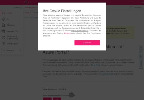 
                            6. Wie bekomme ich Zugang zum Microsoft Azure Portal? - Telekom Cloud