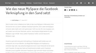 
                            8. Wie das neue MySpace die Facebook Verknüpfung in den Sand setzt ...