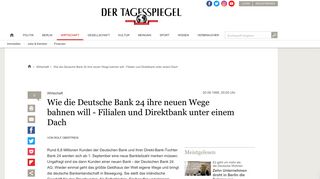 
                            9. Wie die Deutsche Bank 24 ihre neuen Wege bahnen will - Filialen und ...