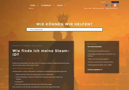 
                            8. Wie finde ich meine Steam-ID? – Startseite - Hilfe - Help Home