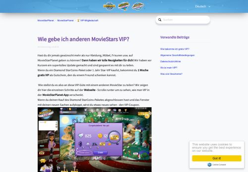 
                            2. Wie gebe ich anderen MovieStars VIP? – MovieStarPlanet