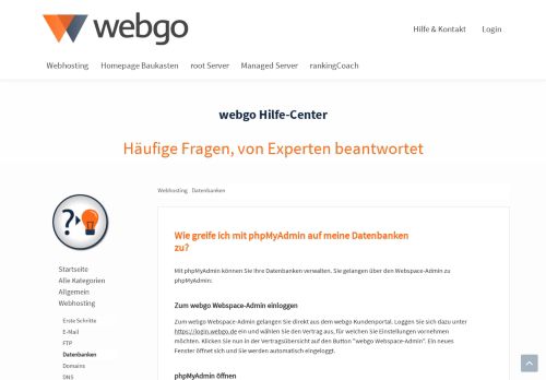 
                            13. Wie greife ich mit phpMyAdmin auf meine Datenbanken ... - webgo Hilfe