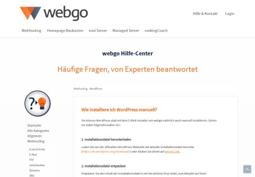 
                            8. Wie installiere ich WordPress manuell? - webgo Hilfe