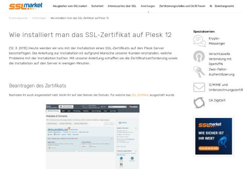 
                            9. Wie installiert man das SSL-Zertifikat auf Plesk 12 | Magazin über SSL ...