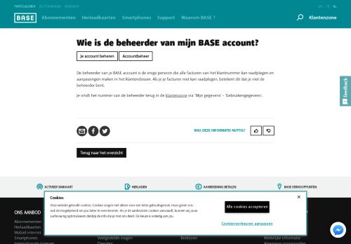 
                            9. Wie is de beheerder van mijn BASE account?