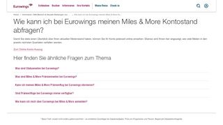 
                            11. Wie kann ich bei Eurowings meinen Miles & More Kontostand ...
