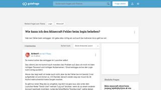 
                            3. Wie kann ich den Minecraft Fehler beim login beheben? - Gutefrage