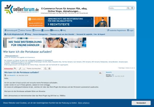 
                            5. Wie kann ich die Portokasse aufladen? - sellerforum.de - Das große ...