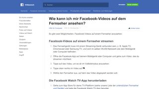 
                            4. Wie kann ich Facebook-Videos auf dem Fernseher ansehen ...