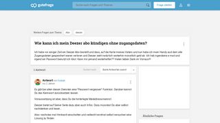 
                            11. Wie kann ich mein Deezer abo kündigen ohne zugangsdaten? - Gutefrage