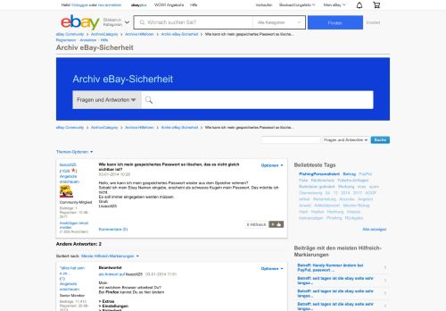 
                            2. Wie kann ich mein gespeichertes Passwort so lösche... - eBay Community