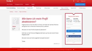 
                            3. Wie kann ich mein Profil deaktivieren? - Parship