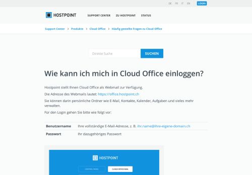 
                            5. Wie kann ich mich in Cloud Office einloggen? - Hostpoint Support ...