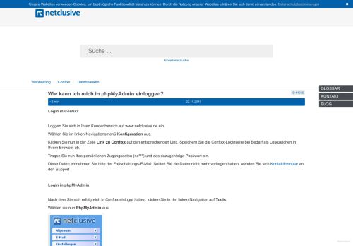 
                            10. Wie kann ich mich in phpMyAdmin einloggen? | netclusive FAQ