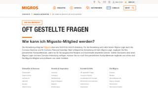 
                            3. Wie kann ich Migusto-Mitglied werden? > FAQ Seite | Migros