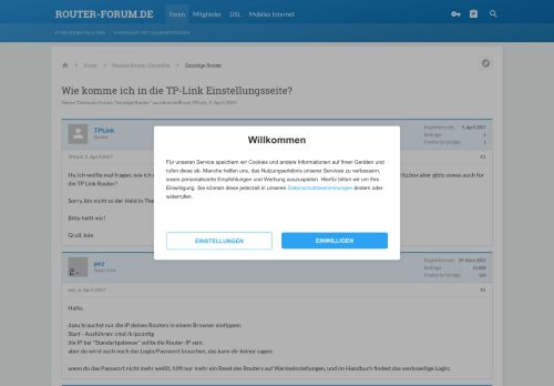 
                            13. Wie komme ich in die TP-Link Einstellungsseite? - auf Router-Forum.de
