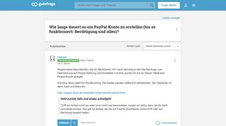 
                            7. Wie lange dauert es ein PayPal Konto zu erstellen (bis es ...