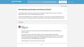 
                            8. Wie läuft das mit GiroPay von Privat zu Privat? (Bank, Überweisung ...