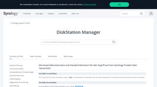 
                            5. Wie lauten Benutzername und Standard-Kennwort für den ... - Synology