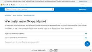
                            2. Wie lautet mein Skype-Name? | Skype-Support