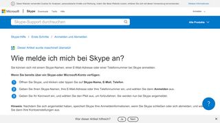 
                            2. Wie melde ich mich bei Skype an? | Skype-Support