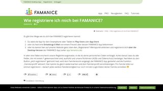 
                            8. Wie registriere ich mich bei FAMANICE?