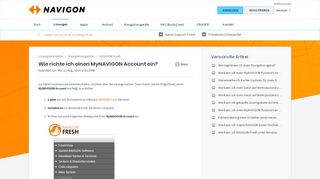 
                            5. Wie richte ich einen MyNAVIGON Account ein? - NAVIGON Support