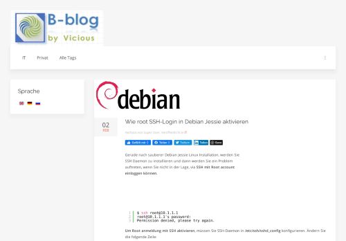 
                            7. Wie root SSH-Login in Debian Jessie aktivieren