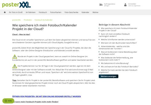 
                            12. Wie speichere ich mein Fotobuch/Kalender Projekt in der ... - posterXXL