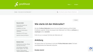 
                            1. Wie starte ich den Webmailer? - Profihost Knowhow FAQ Fragenbereich