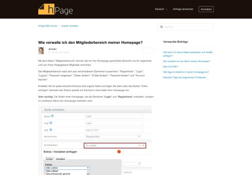 
                            10. Wie verwalte ich den Mitgliederbereich meiner Homepage? – hPage ...