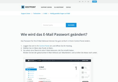 
                            11. Wie wird das E-Mail Passwort geändert? - Hostpoint Support Center