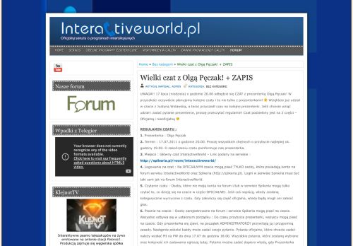 
                            10. Wielki czat z Olgą Pęczak! + ZAPIS : Serwis InteractiveWorld.pl