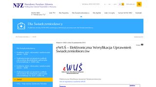 
                            8. Wielkopolski Oddział Wojewódzki NFZ w Poznaniu : eWUŚ