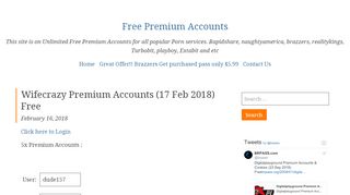 
                            9. Wifecrazy Premium Accounts - Free Premium Accounts