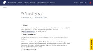 
                            1. WiFi betingelser - Københavns Lufthavn