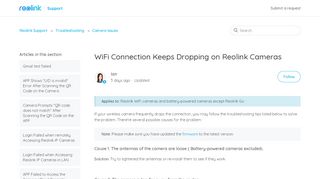 
                            10. WiFi Connection Keeps Droping on Reolink Cameras – Reolink Support