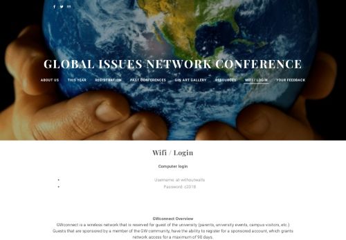 
                            7. WIFI / Login - GLOBAL ISSUES NETWORK CONFERENCE