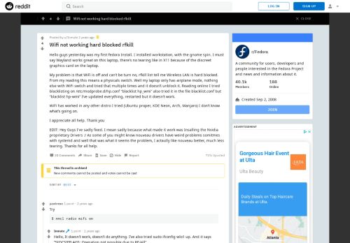 
                            10. Wifi not working hard blocked rfkill : Fedora - Reddit