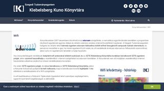 
                            4. Wifi − Szegedi Tudományegyetem Klebelsberg Kuno Könyvtára