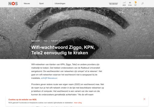 
                            12. Wifi-wachtwoord Ziggo, KPN, Tele2 eenvoudig te kraken | NOS