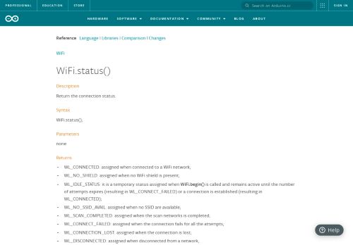 
                            9. WiFi.status() - Arduino