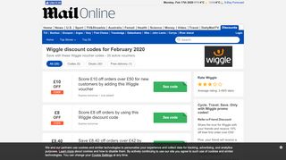 
                            3. Wiggle discount code - £10 OFF in February - Daily Mail