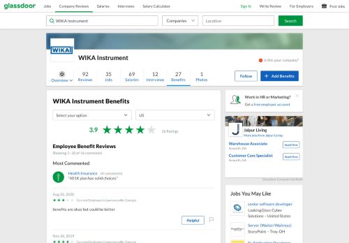 
                            13. WIKA Instrument Employee Benefits and Perks | Glassdoor